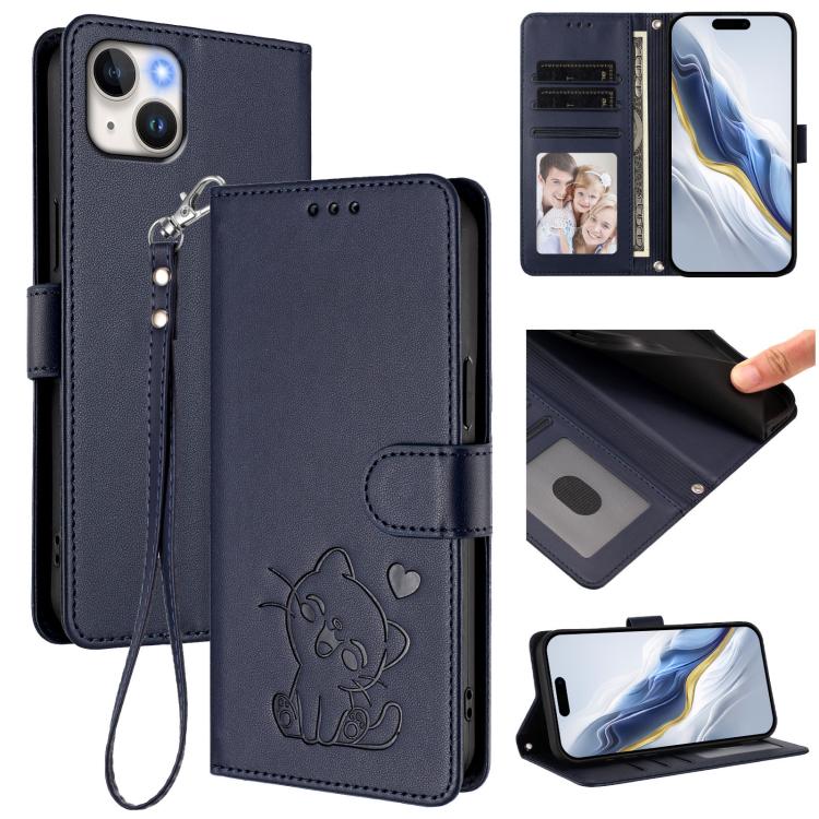 Coque de téléphone en cuir avec motif de cœur en relief et dragonne, pour iPhone 15, pour iPhone 14 Plus, pour iPhone 14 / 13, pour iPhone 14 Pro