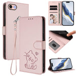 Étui de téléphone en cuir avec cœur en relief et sangle, Pour iPhone 14 Pro Max, Pour iPhone 7 / 8 / SE 2022, Pour iPhone 13 Pro Max, Pour iPhone 13 Pro