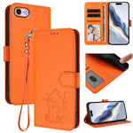 Étui de téléphone en cuir avec cœur en relief et sangle, Pour iPhone 14 Pro Max, Pour iPhone 7 / 8 / SE 2022, Pour iPhone 13 Pro Max, Pour iPhone 13 Pro