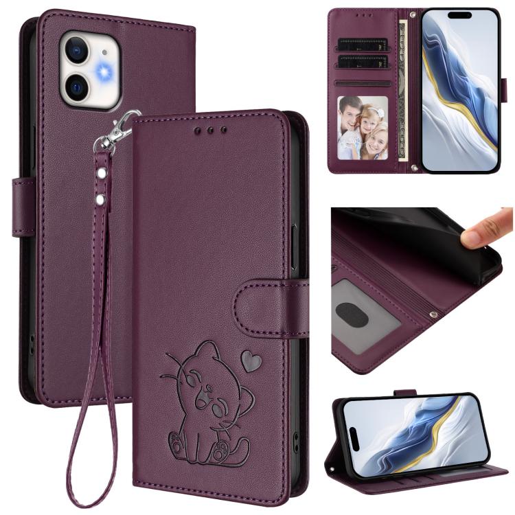 Étui de téléphone en cuir avec motif de cœur en relief et dragonne, Pour iPhone 11 Pro Max, Pour iPhone 11, Pour iPhone 11 Pro, Pour iPhone X / XS