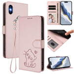 Étui de téléphone en cuir avec motif de cœur en relief et dragonne, Pour iPhone 11 Pro Max, Pour iPhone 11, Pour iPhone 11 Pro, Pour iPhone X / XS