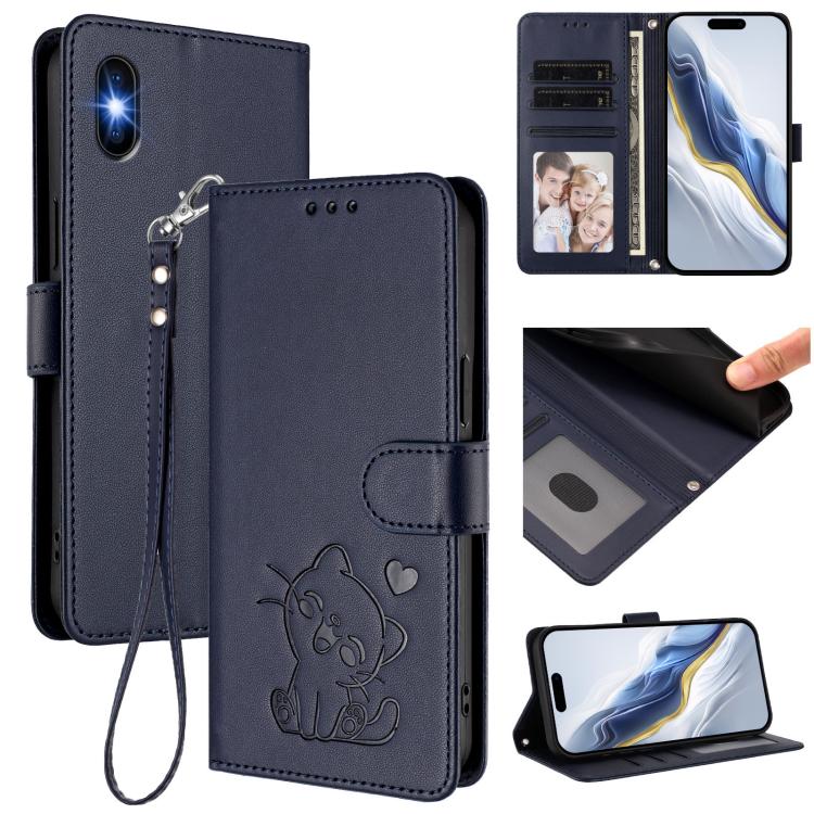 Étui de téléphone en cuir avec cœur en relief et dragonne pour iPhone XR, pour iPhone XS Max, pour iPhone 7 Plus / 8 Plus