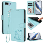 Étui de téléphone en cuir avec cœur en relief et dragonne pour iPhone XR, pour iPhone XS Max, pour iPhone 7 Plus / 8 Plus