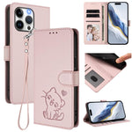 Étui de téléphone en cuir avec cœur en relief et sangle, Pour iPhone 14 Pro Max, Pour iPhone 7 / 8 / SE 2022, Pour iPhone 13 Pro Max, Pour iPhone 13 Pro