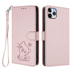 Étui de téléphone en cuir avec motif de cœur en relief et dragonne, Pour iPhone 11 Pro Max, Pour iPhone 11, Pour iPhone 11 Pro, Pour iPhone X / XS