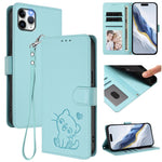 Étui de téléphone en cuir avec motif de cœur en relief et dragonne, Pour iPhone 11 Pro Max, Pour iPhone 11, Pour iPhone 11 Pro, Pour iPhone X / XS