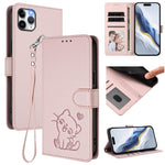 Étui de téléphone en cuir avec motif de cœur en relief et dragonne, Pour iPhone 11 Pro Max, Pour iPhone 11, Pour iPhone 11 Pro, Pour iPhone X / XS