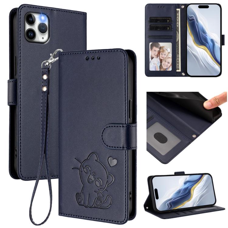 Étui de téléphone en cuir avec motif de cœur en relief et dragonne, Pour iPhone 11 Pro Max, Pour iPhone 11, Pour iPhone 11 Pro, Pour iPhone X / XS