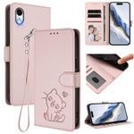 Étui de téléphone en cuir avec cœur en relief et dragonne pour iPhone XR, pour iPhone XS Max, pour iPhone 7 Plus / 8 Plus