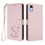 Étui de téléphone en cuir avec cœur en relief et dragonne pour iPhone XR, pour iPhone XS Max, pour iPhone 7 Plus / 8 Plus