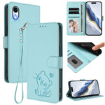 Étui de téléphone en cuir avec cœur en relief et dragonne pour iPhone XR, pour iPhone XS Max, pour iPhone 7 Plus / 8 Plus