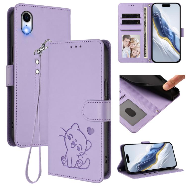Étui de téléphone en cuir avec cœur en relief et dragonne pour iPhone XR, pour iPhone XS Max, pour iPhone 7 Plus / 8 Plus