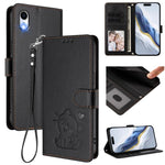 Étui de téléphone en cuir avec cœur en relief et dragonne pour iPhone XR, pour iPhone XS Max, pour iPhone 7 Plus / 8 Plus