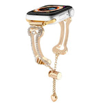 Bracelet de montre en métal à maillons en forme d'os et diamants, pour Apple Watch 46 mm / 49 mm / 45 mm / 44 mm, pour Apple Watch 42 mm / 41 mm / 40 mm / 38 mm