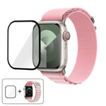 Bracelet de montre en nylon à boucle avec film incurvé 3D, pour Apple Watch Series 44 mm