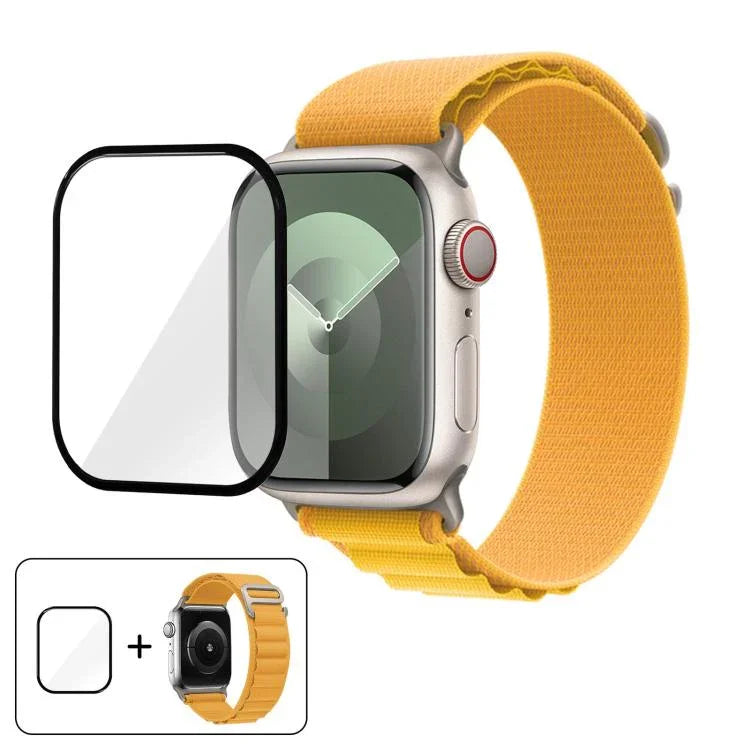 Bracelet de montre en nylon à boucle avec film incurvé 3D, pour Apple Watch Series 44 mm