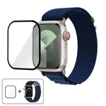 Bracelet de montre en nylon à boucle avec film incurvé 3D, pour Apple Watch Series 44 mm