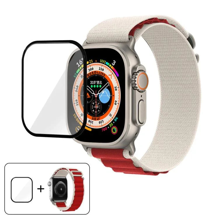 Bracelet de montre en nylon à boucle avec film incurvé 3D, pour Apple Watch Ultra 2/1 49 mm