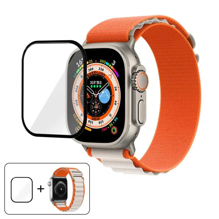 Bracelet de montre en nylon à boucle avec film incurvé 3D, pour Apple Watch Ultra 2/1 49 mm