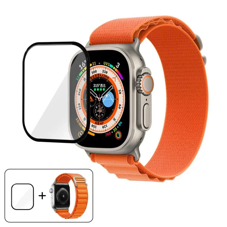 Bracelet de montre en nylon à boucle avec film incurvé 3D, pour Apple Watch Ultra 2/1 49 mm