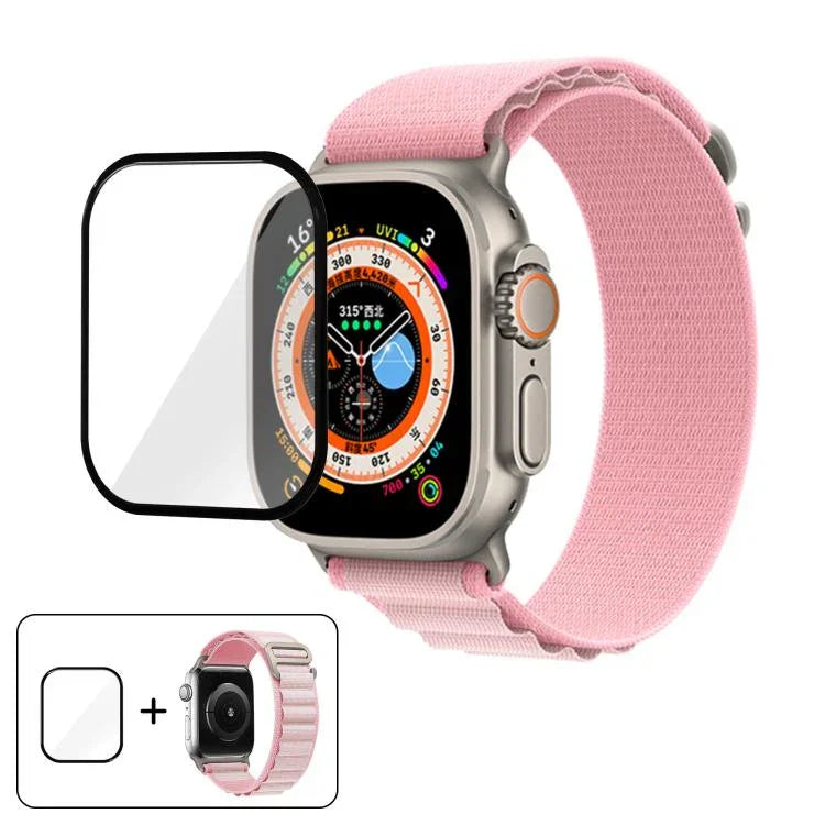 Bracelet de montre en nylon à boucle avec film incurvé 3D, pour Apple Watch Ultra 2/1 49 mm