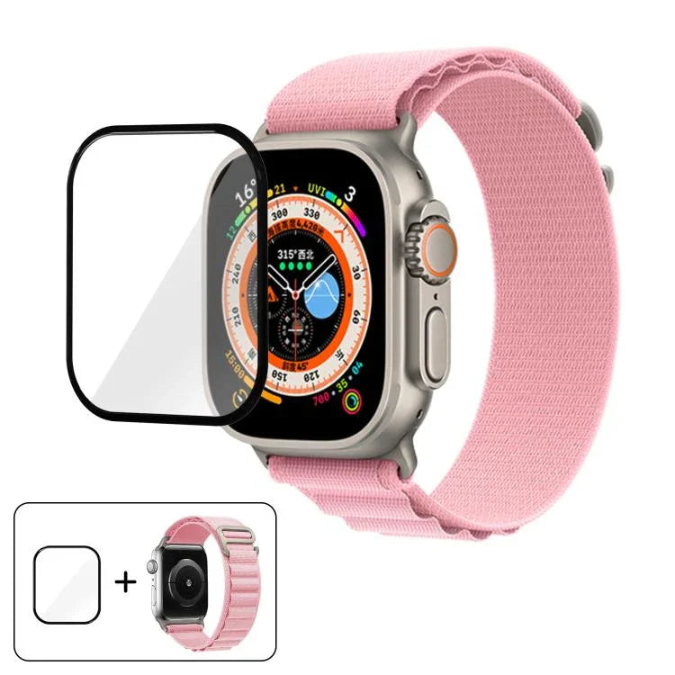Bracelet de montre en nylon à boucle avec film incurvé 3D, pour Apple Watch Ultra 2/1 49 mm