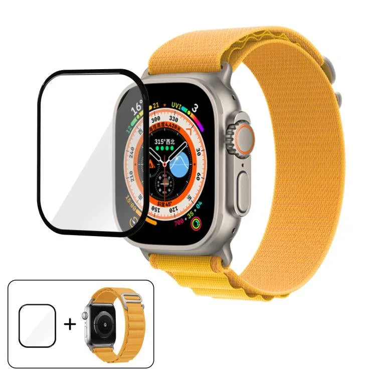 Bracelet de montre en nylon à boucle avec film incurvé 3D, pour Apple Watch Ultra 2/1 49 mm