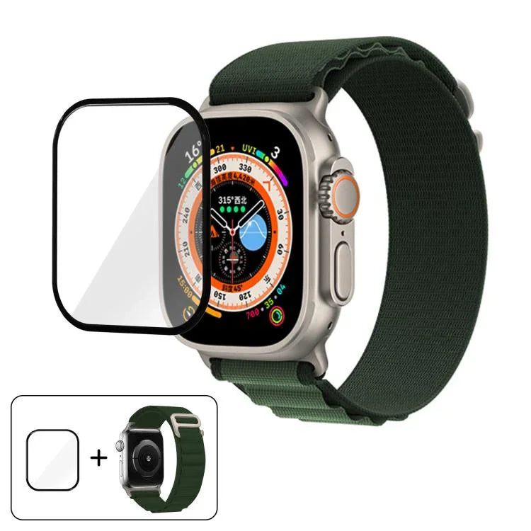 Bracelet de montre en nylon à boucle avec film incurvé 3D, pour Apple Watch Ultra 2/1 49 mm