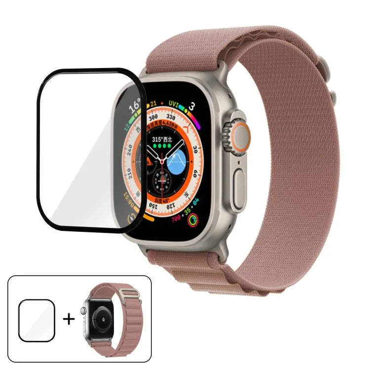 Bracelet de montre en nylon à boucle avec film incurvé 3D, pour Apple Watch Ultra 2/1 49 mm