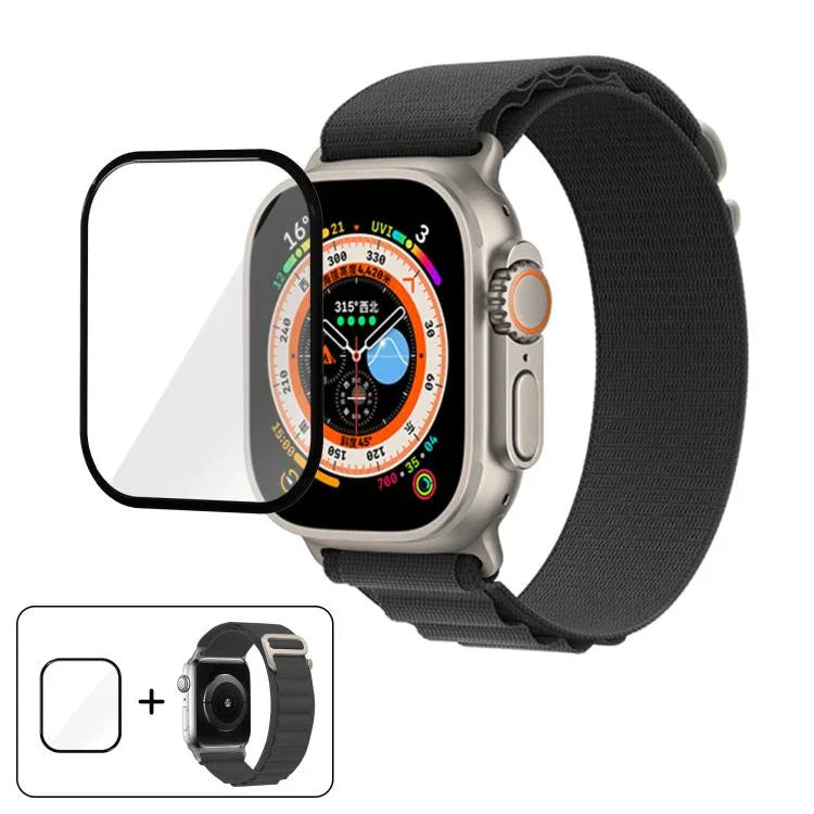 Bracelet de montre en nylon à boucle avec film incurvé 3D, pour Apple Watch Ultra 2/1 49 mm