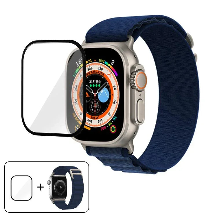 Bracelet de montre en nylon à boucle avec film incurvé 3D, pour Apple Watch Ultra 2/1 49 mm