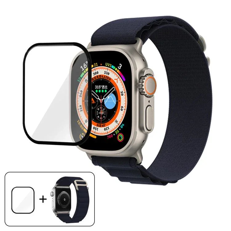 Bracelet de montre en nylon à boucle avec film incurvé 3D, pour Apple Watch Ultra 2/1 49 mm