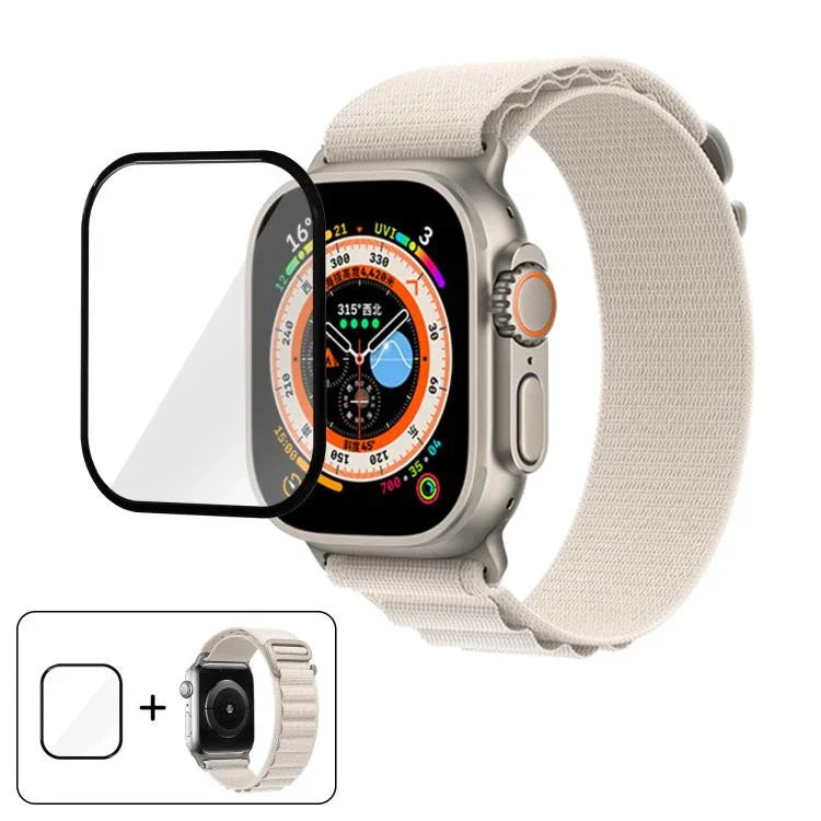 Bracelet de montre en nylon à boucle avec film incurvé 3D, pour Apple Watch Ultra 2/1 49 mm