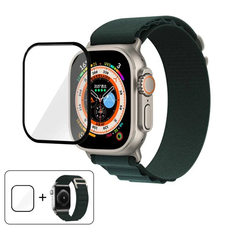 Bracelet de montre en nylon à boucle avec film incurvé 3D, pour Apple Watch Ultra 2/1 49 mm