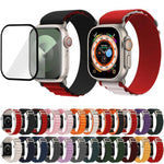 Bracelet de montre en nylon à boucle avec film incurvé 3D, pour Apple Watch Series 44 mm