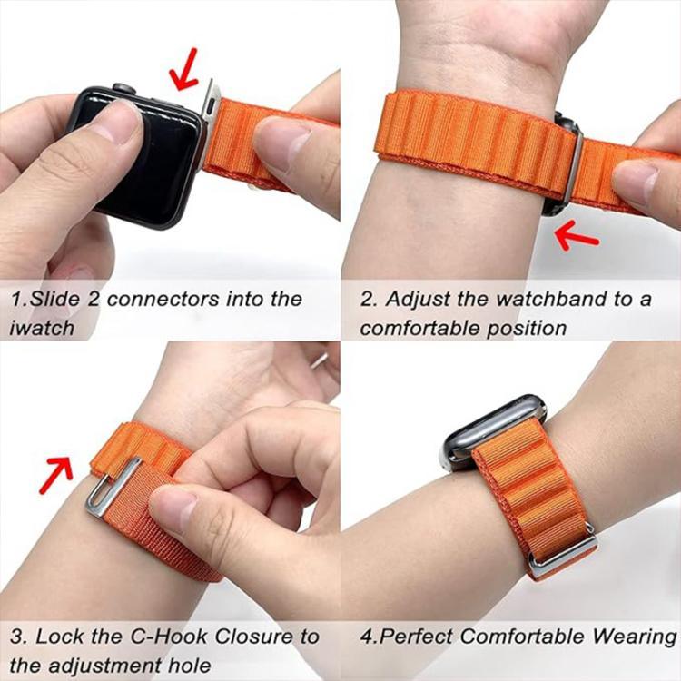 Bracelet de montre en nylon à boucle avec film incurvé 3D, pour Apple Watch Series 44 mm