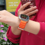 Bracelet de montre en nylon à boucle avec film incurvé 3D, pour Apple Watch Series 44 mm