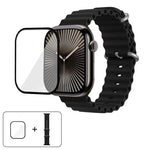 Bracelet de montre en silicone Ocean avec film incurvé 3D, pour Apple Watch Series 40 mm, Apple Watch Ultra 2/1 49 mm et Apple Watch Series 45 mm.