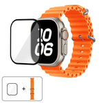 Bracelet de montre en silicone Ocean avec film incurvé 3D, pour Apple Watch Series 40 mm, Apple Watch Ultra 2/1 49 mm et Apple Watch Series 45 mm.