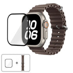 Bracelet de montre en silicone Ocean avec film incurvé 3D, pour Apple Watch Series 40 mm, Apple Watch Ultra 2/1 49 mm et Apple Watch Series 45 mm.