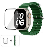 Bracelet de montre en silicone Ocean avec film incurvé 3D, pour Apple Watch Series 40 mm, Apple Watch Ultra 2/1 49 mm et Apple Watch Series 45 mm.