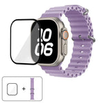 Bracelet de montre en silicone Ocean avec film incurvé 3D, pour Apple Watch Series 40 mm, Apple Watch Ultra 2/1 49 mm et Apple Watch Series 45 mm.