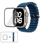 Bracelet de montre en silicone Ocean avec film incurvé 3D, pour Apple Watch Series 40 mm, Apple Watch Ultra 2/1 49 mm et Apple Watch Series 45 mm.