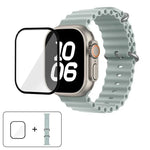 Bracelet de montre en silicone Ocean avec film incurvé 3D, pour Apple Watch Series 40 mm, Apple Watch Ultra 2/1 49 mm et Apple Watch Series 45 mm.