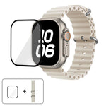 Bracelet de montre en silicone Ocean avec film incurvé 3D, pour Apple Watch Series 40 mm, Apple Watch Ultra 2/1 49 mm et Apple Watch Series 45 mm.