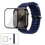 Bracelet de montre en silicone Ocean avec film incurvé 3D, pour Apple Watch Series 40 mm, Apple Watch Ultra 2/1 49 mm et Apple Watch Series 45 mm.