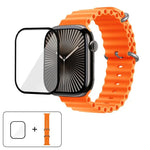 Bracelet de montre en silicone Ocean avec film incurvé 3D, pour Apple Watch Series 41 mm, Apple Watch Series 38 mm et Apple Watch Series 42 mm