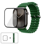 Bracelet de montre en silicone Ocean avec film incurvé 3D, pour Apple Watch Series 41 mm, Apple Watch Series 38 mm et Apple Watch Series 42 mm