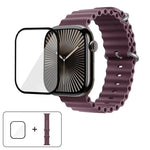 Bracelet de montre en silicone Ocean avec film incurvé 3D, pour Apple Watch Series 41 mm, Apple Watch Series 38 mm et Apple Watch Series 42 mm