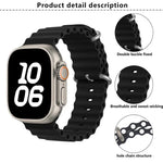 Bracelet de montre en silicone Ocean avec film incurvé 3D, pour Apple Watch Series 41 mm, Apple Watch Series 38 mm et Apple Watch Series 42 mm